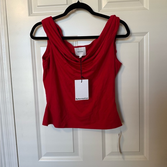 NWT Reformation cello knit top in lipstick red size large - Picture 4 of 9